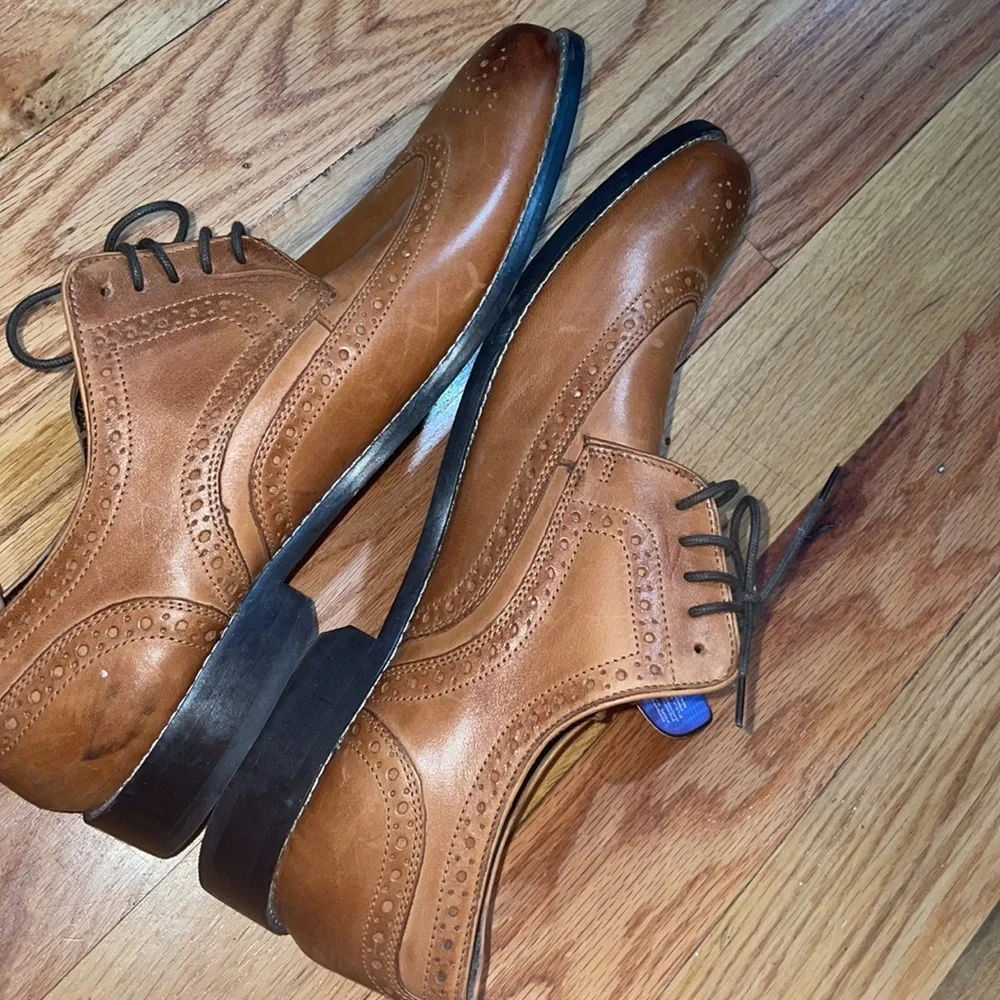 NEW ! Nunn Bush Men's Nelson Wingtip Oxfords dress shoes Cognac  12 M